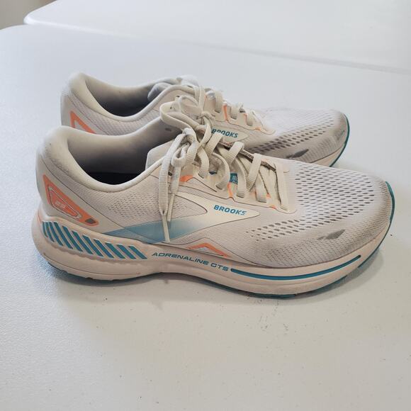 Brooks Adrenaline GTS Running Shoes Womens Size 10 White Teal 1203881B152 - Picture 1 of 12